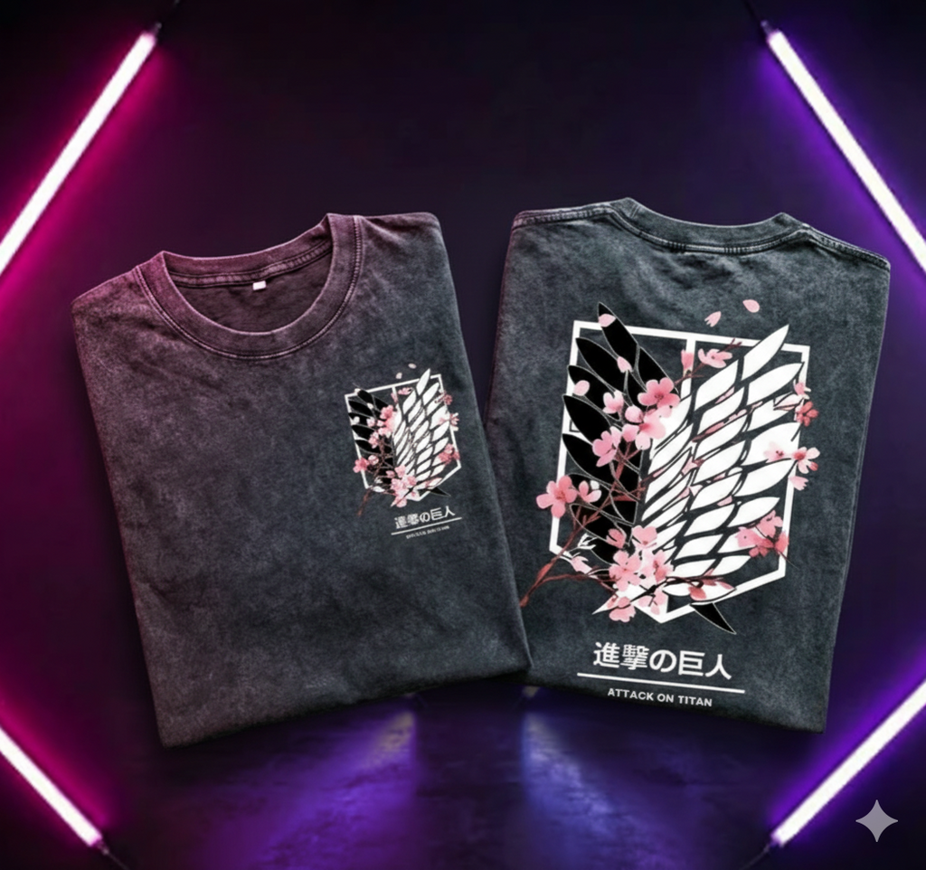 Attack on Titan - Survey Corps emblem sakura T-shirt