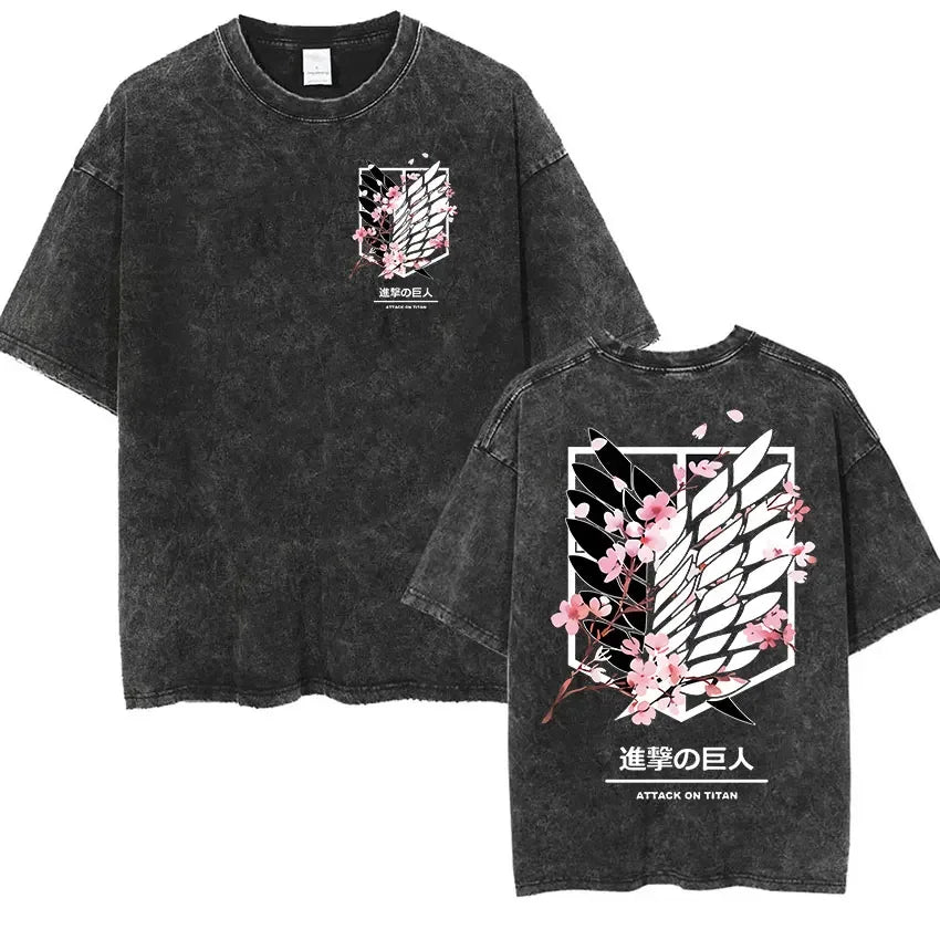 Attack on Titan - Survey Corps emblem sakura T-shirt